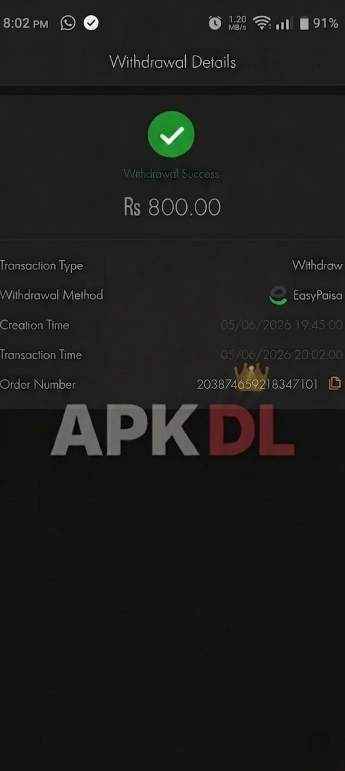 663Bet Game withdrawal proof - Rs 800 withdrawn via EasyPaisa in 17 minutes