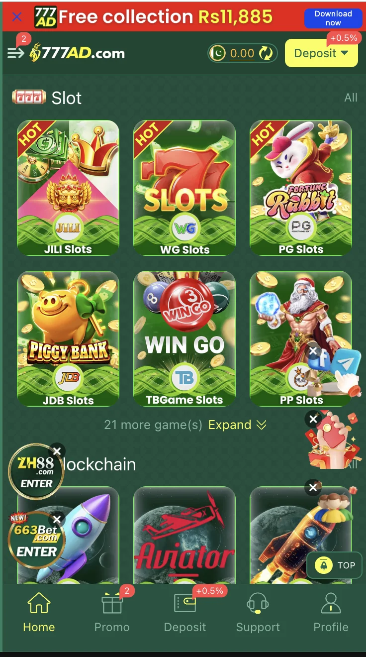 777AD Game slots lobby featuring spinning-reel games