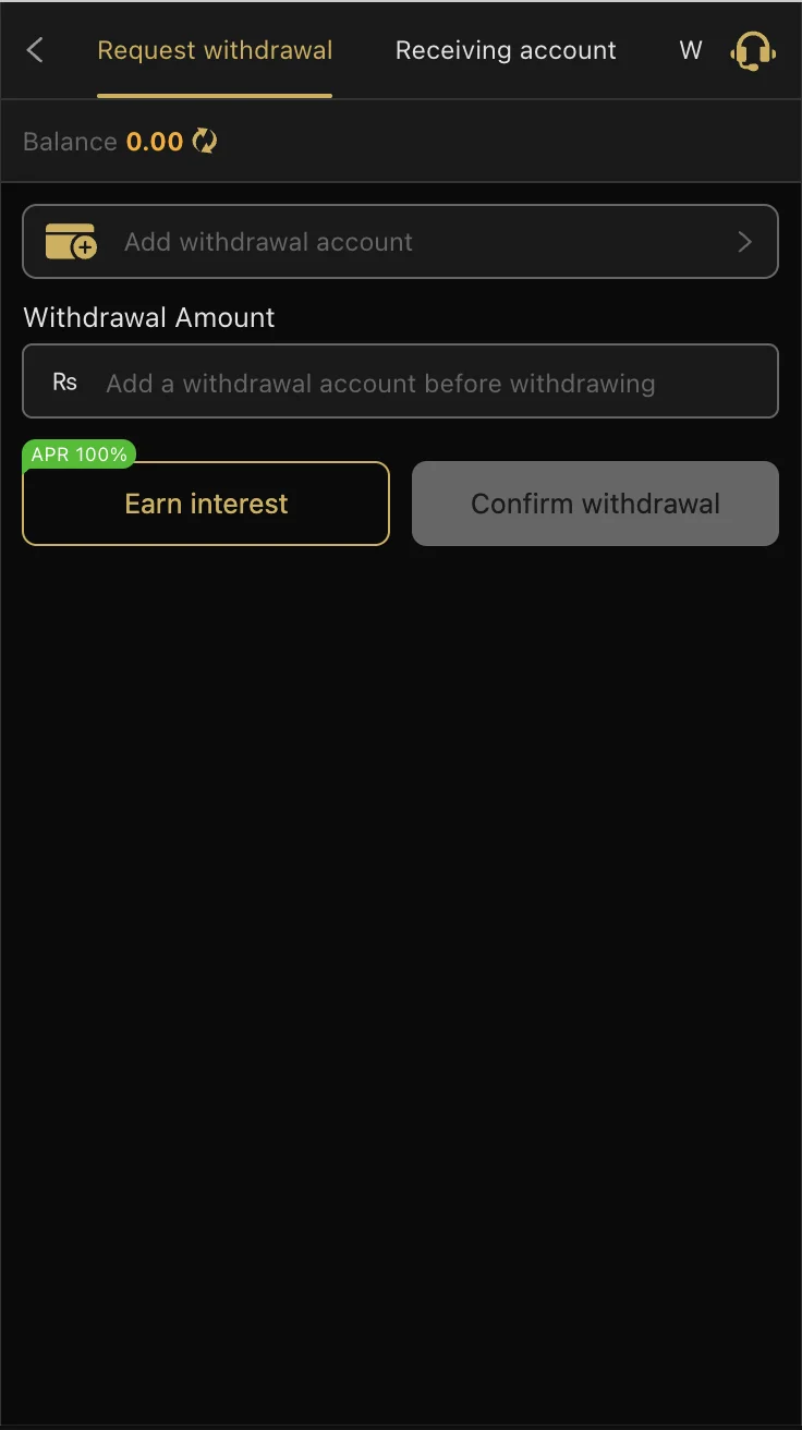 Masti365 Game withdrawal screen showing Rs 500 minimum and processing status