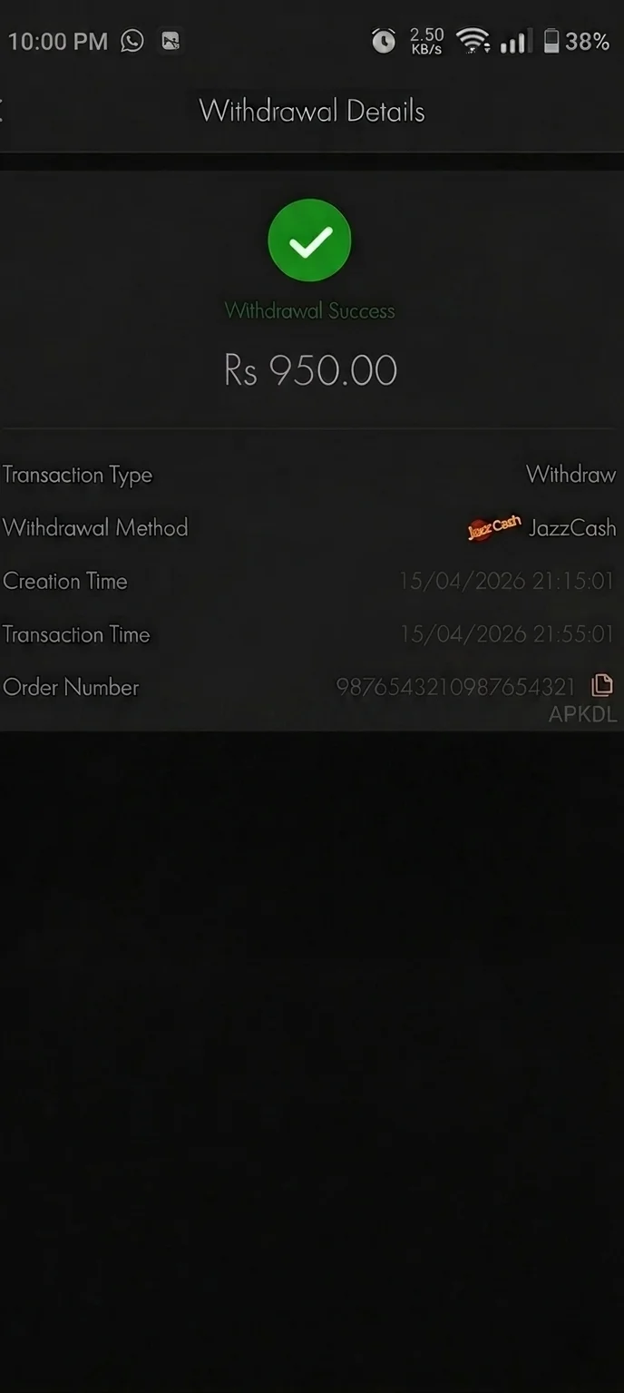 PK1947 Game withdrawal proof - Rs 700 withdrawn via JazzCash in 40 minutes