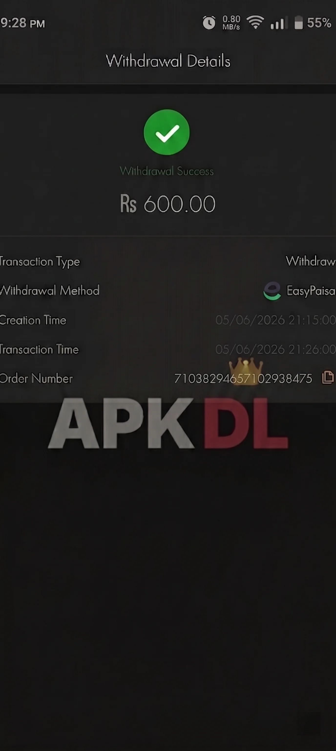 Seven Game withdrawal proof - Rs 600 withdrawn via EasyPaisa in 11 minutes