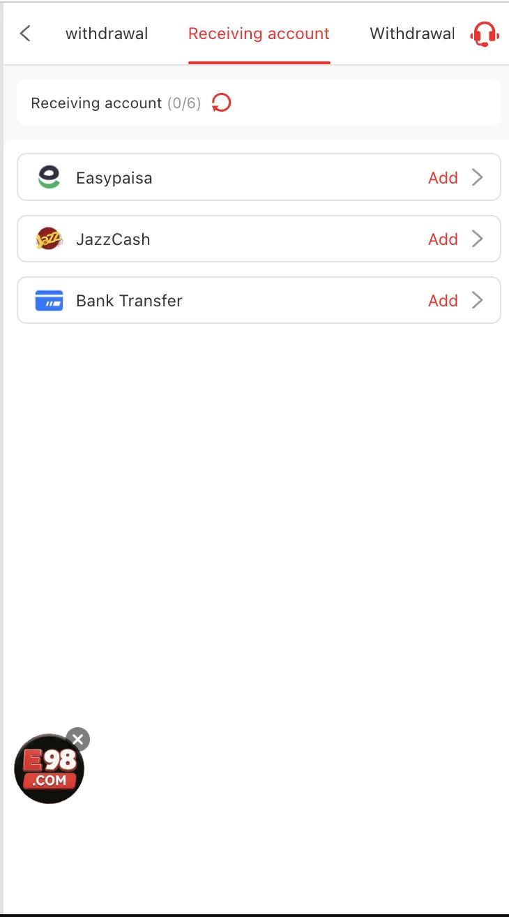 X777 Game withdrawal screen showing Rs 300 minimum and mobile-wallet option